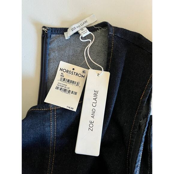 NWT Denim Midi Dress A-Line Dark Wash XL Long Modest Sleeveless Teacher Office - Picture 13 of 16